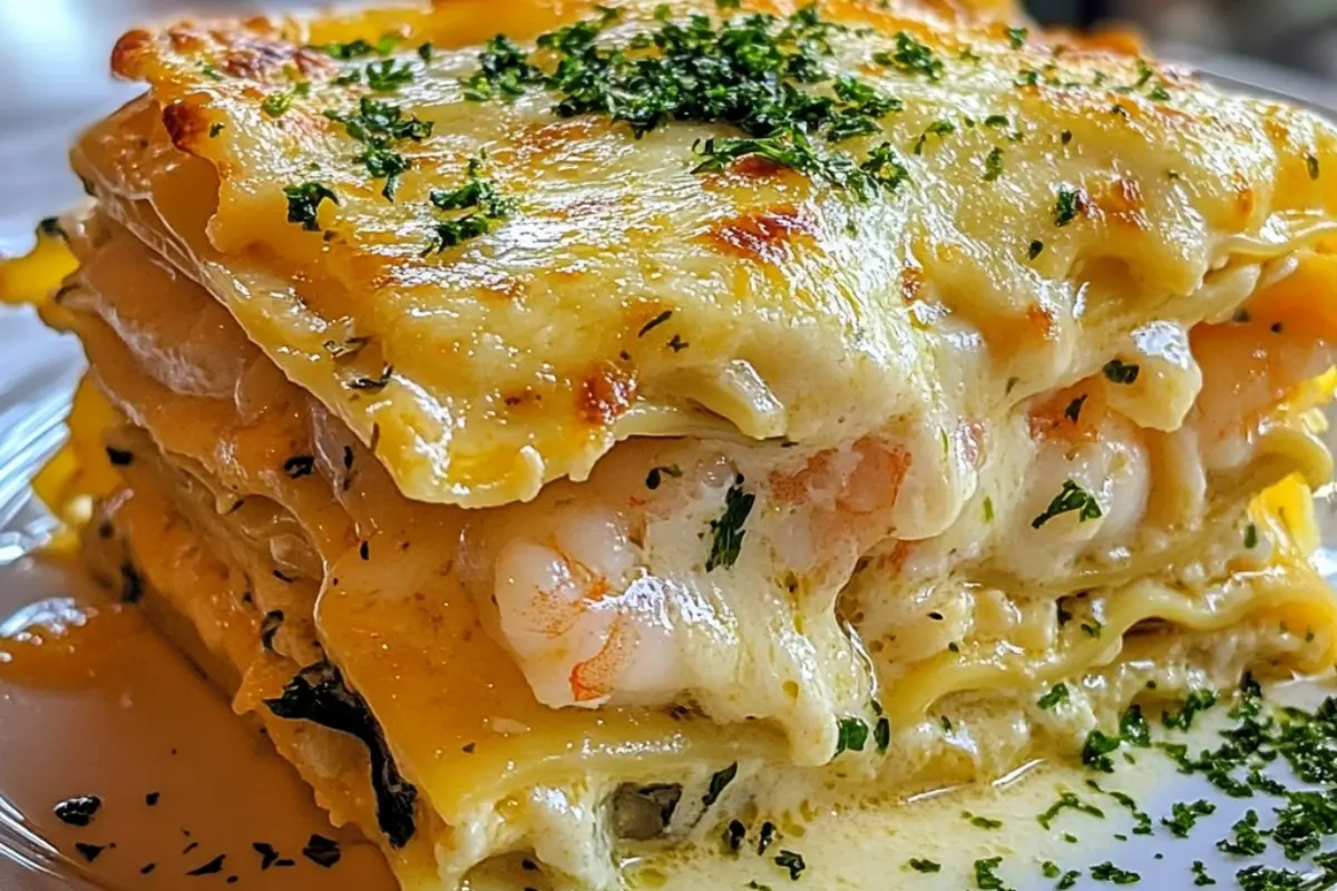 Garlic Butter Shrimp Scampi Lasagna