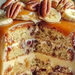 Banana Pecan Caramel Layer Cake