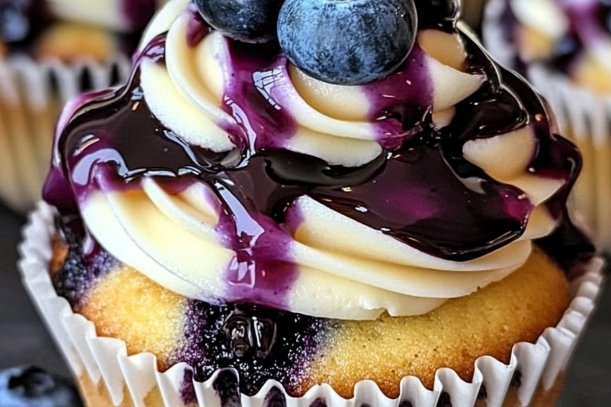 Elegant White Chocolate Blueberry Cheesecake Cupcakes