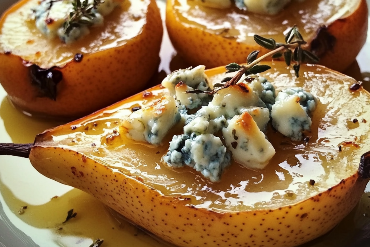 Baked Pears with Blue Cheese and Honey