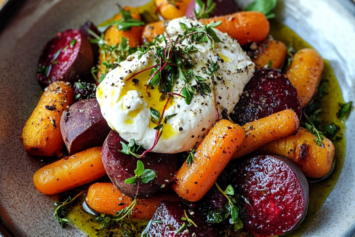 Roasted Beets and Carrots with Creamy Burrata